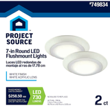 Project Source 1-Light 7.4-in Matte White LED Flush Mount Light (2-Pack)