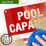 Schild „Poolkapazität – Maximale Anzahl an Schwimmern, die in diesem Pool erlaubt sind“ 7 Zoll x 10 Zoll. 