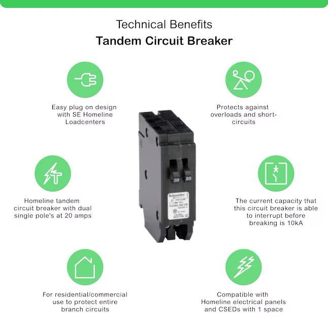 Square D Homeline 20-amp/20-amp 1-Pole Tandem Circuit Breaker