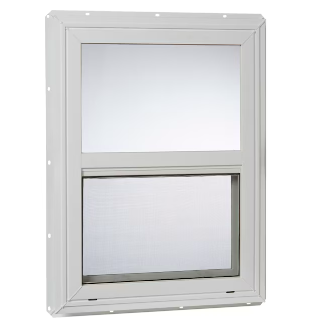 Project Source 20000S Series New Construction 17-1/2-in x 23-1/2-in x 2-1/4-in Jamb White Vinyl Single-glazed Single Hung Window Half Screen Included