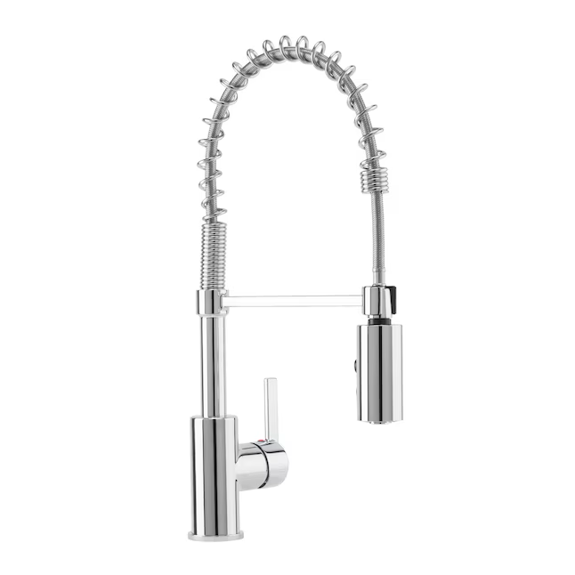 Project Source Flynt Chrome Single Handle Pull-down Kitchen Faucet with Sprayer (Deck Plate)