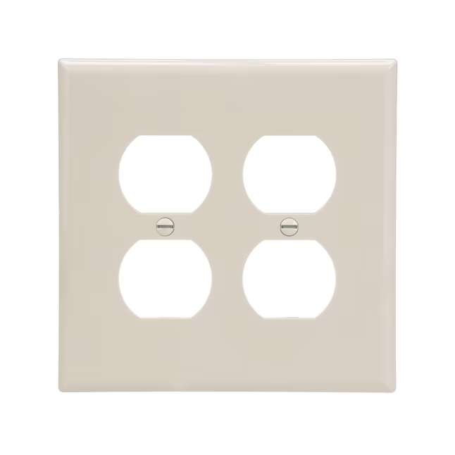 Eaton 2-Gang Midsize Light Almond Polycarbonate Indoor Duplex Wall Plate