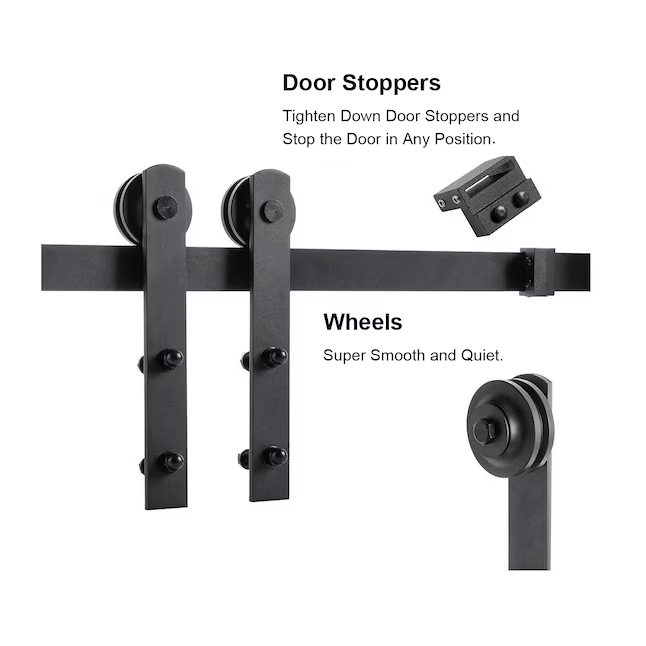 RELIABILT 78-in Matte Black Indoor I-strap Barn Door Hardware Kit