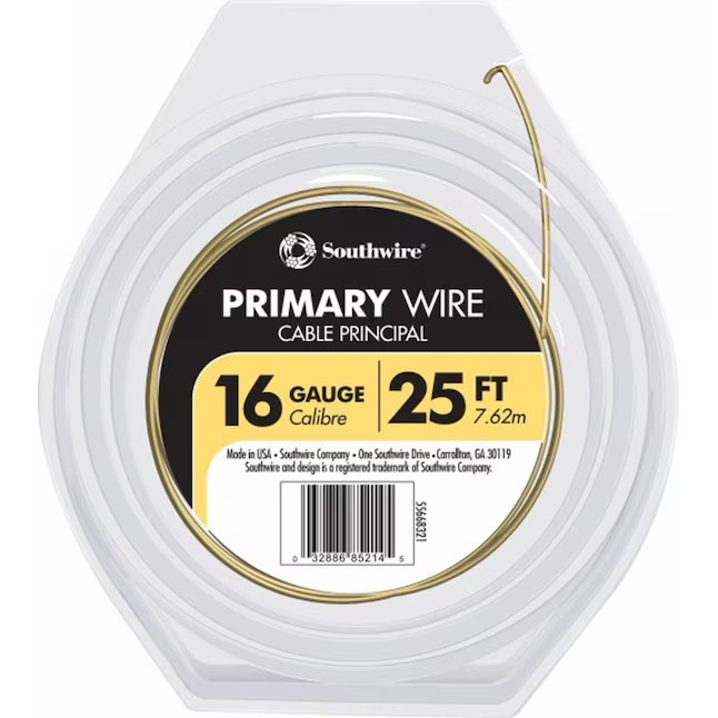 Cable primario Gpt amarillo trenzado 16 AWG de 25 pies Southwire