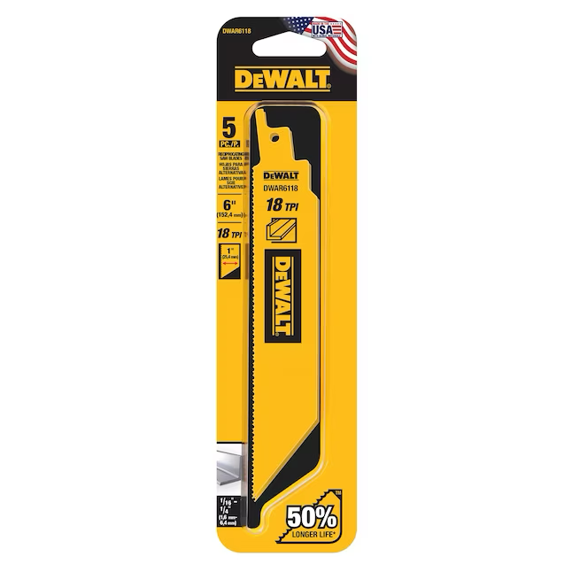 DEWALT Bi-Metall-Säbelsägeblatt 6 Zoll 18 für Metallschneiden (5er-Pack)