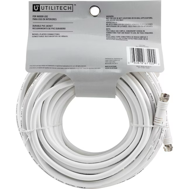 Utilitech 50-ft Rg6 White Coaxial Cable