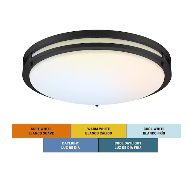 Project Source 1-Light 17-in Matte Black LED Flush Mount Light