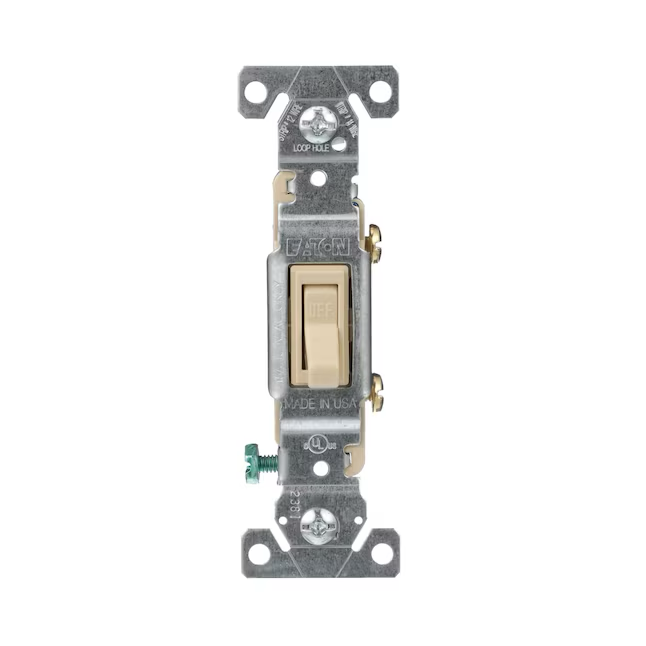 Eaton 15-Amp Single-Pole Toggle Light Switch, Ivory