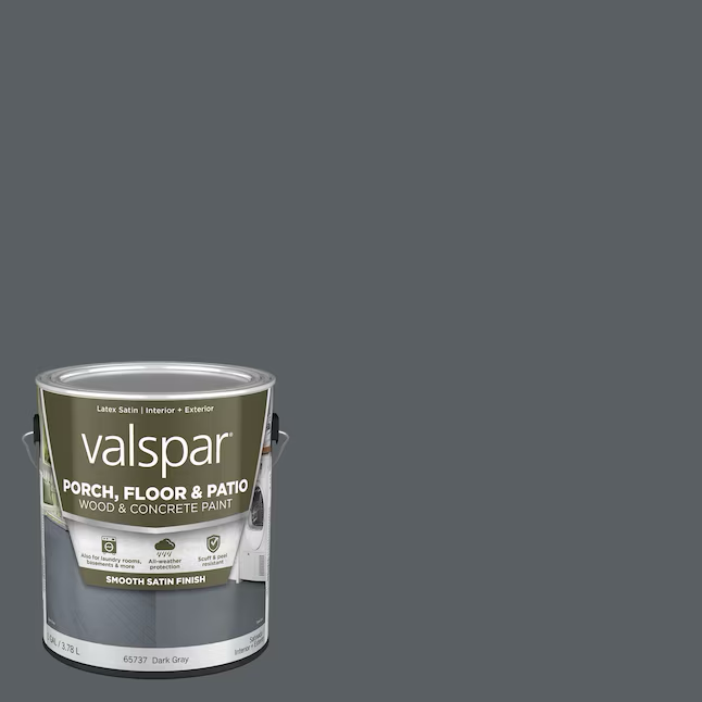 Valspar Dunkelgraue Satin-Außenfarbe für Veranda und Boden (1 Gallone)