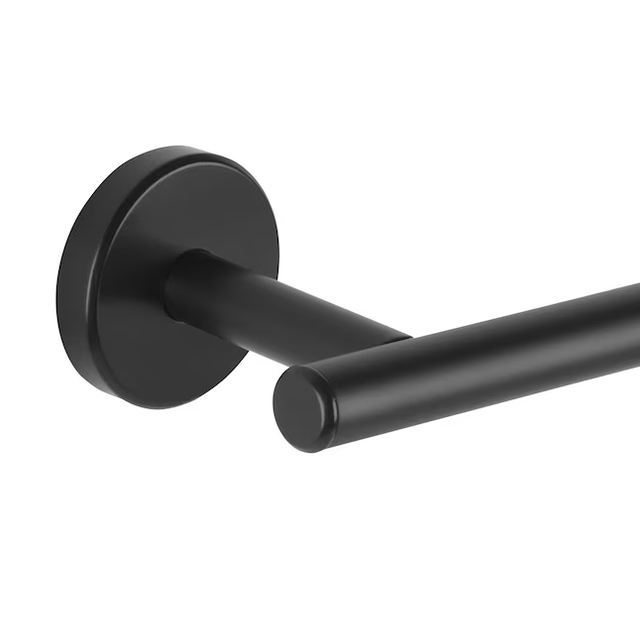 allen + roth 3-Piece Harlow Matte Black Decorative Bathroom Hardware Set with Towel Bar,Toilet Paper Holder and Towel Ring