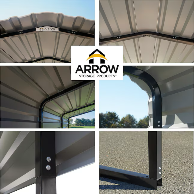 Arrow 10-ft W x 15-ft L x 7-ft H Eggshell Metal Carport