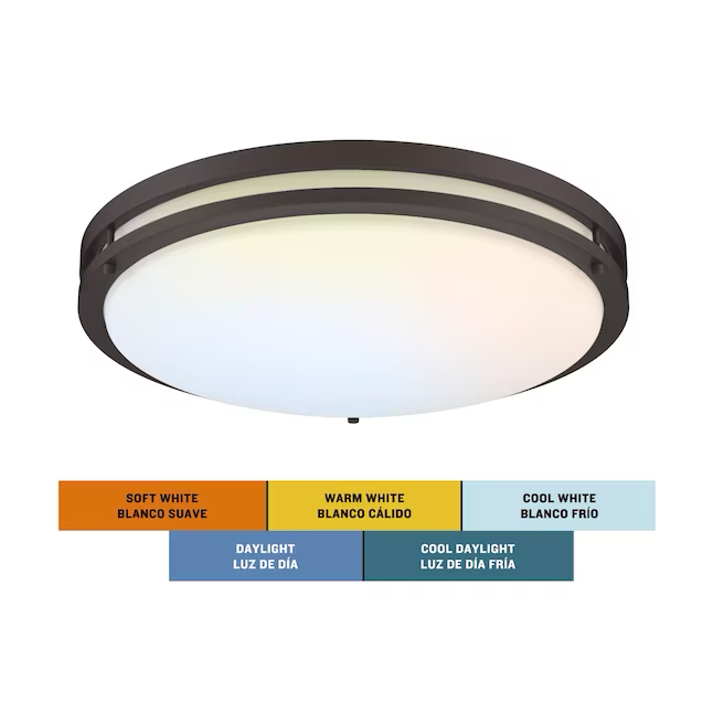 Project Source 1-Light 17-in Brushed Nickel LED Flush Mount Light