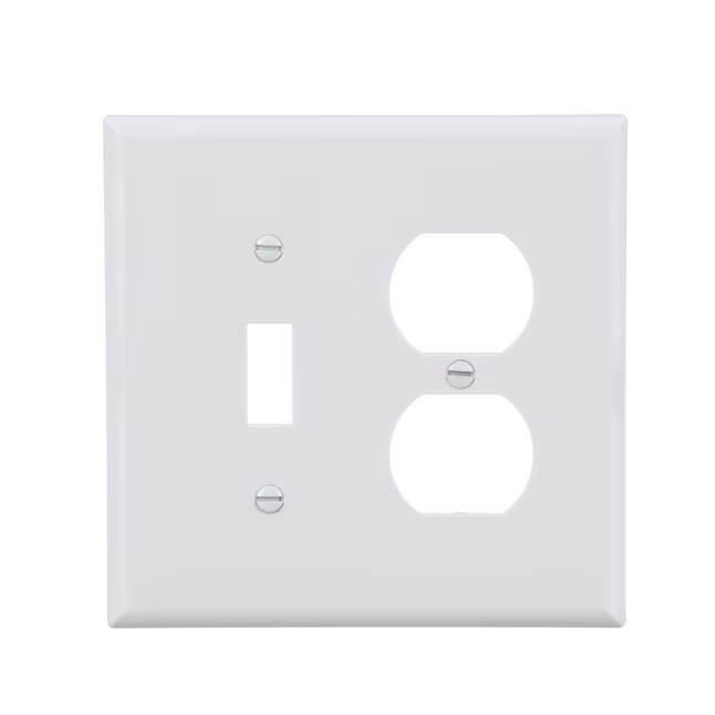 Eaton 2-Gang Midsize White Polycarbonate Indoor Toggle/Duplex Wall Plate