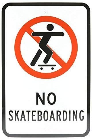 No Skateboarding Sign with Graphic, 8" X 12"