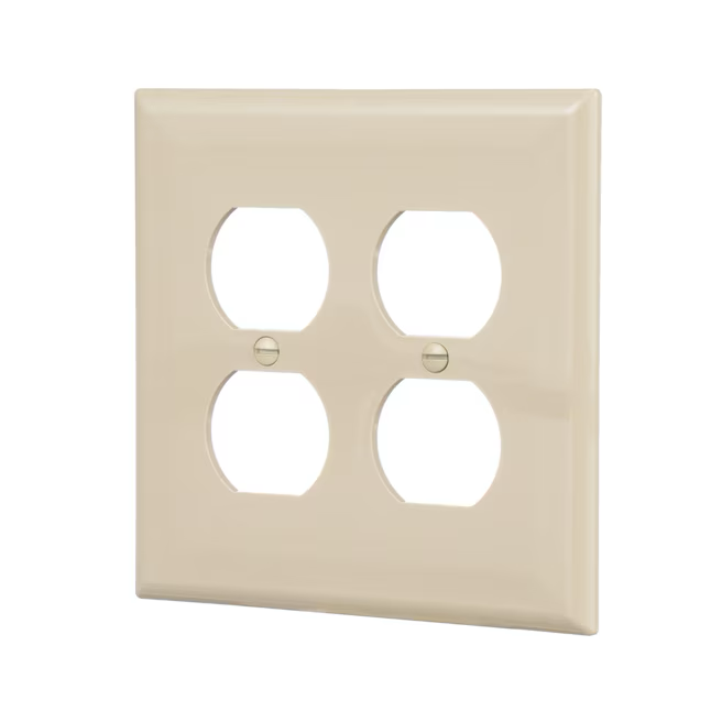 Eaton 2-Gang Midsize Ivory Polycarbonate Indoor Duplex Wall Plate