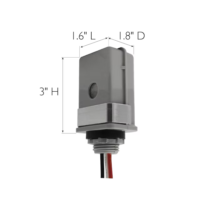 Adaptador de sensor de luz y movimiento gris Design House | Control de iluminación exterior con montaje en vástago de 1800 vatios con fotocélula 