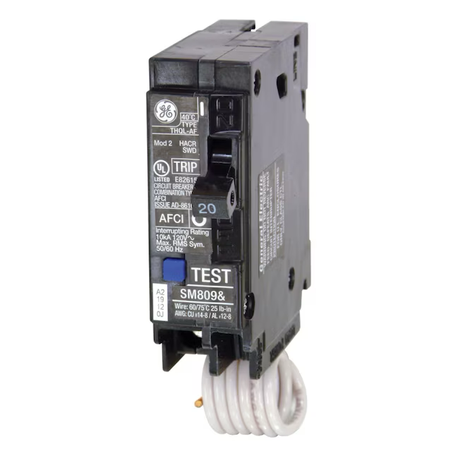 GE Q-Line THQL 20-Amp 1-Pole Combination Arc Fault Circuit Breaker