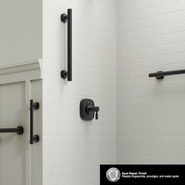 KOHLER Ealing 16-in Matte Black Wall Mount ADA Compliant Grab Bar (500-lb Weight Capacity)