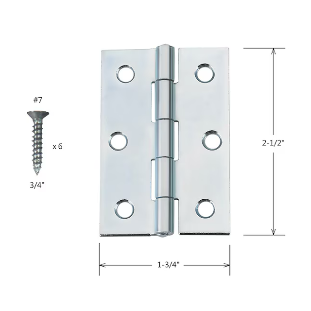 Bisagra para puerta interior/exterior de embutir plateada RELIABILT de 2-1/2 in de alto (paquete de 2)