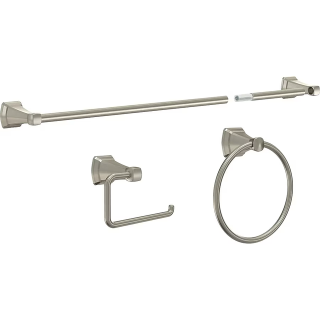 Delta 3-Piece Flynn Spotshield Brushed Nickel Decorative Bathroom Hardware Set with Towel Bar,Toilet Paper Holder and Towel Ring