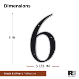 RELIABILT 6-in Reflective Black Number