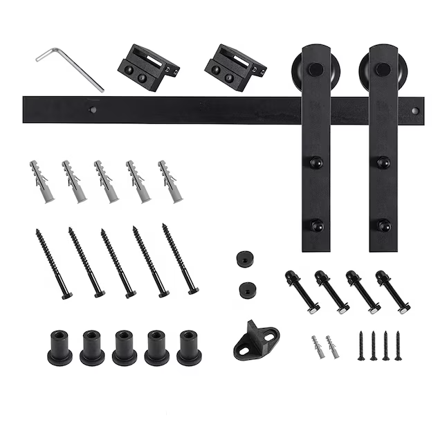 RELIABILT 78-in Matte Black Indoor I-strap Barn Door Hardware Kit