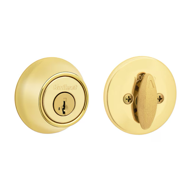 Cerrojo de seguridad de un solo cilindro de latón pulido con llave inteligente para casas móviles de Kwikset Security serie 660