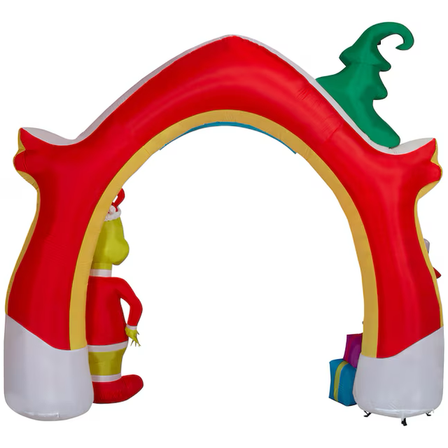 Grinch 9.5-ft LED Grinch Who-ville Arch Scene Christmas Inflatable