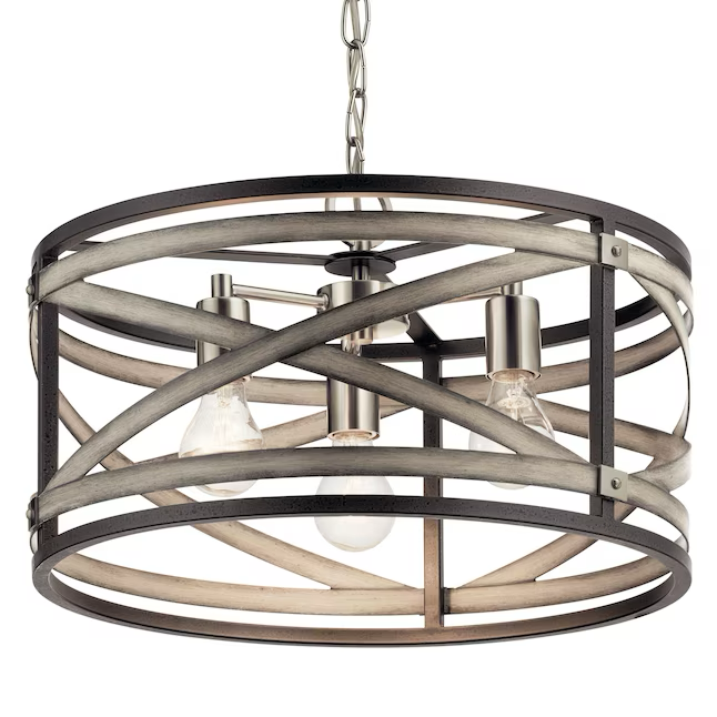 Kichler Stetton 3-Light Anvil Iron Farmhouse Drum Hanging Pendant Light