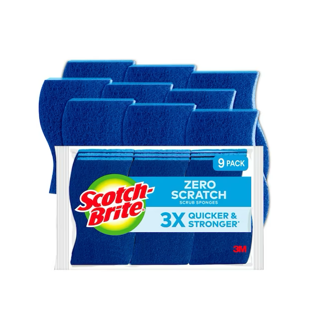 Scotch-Brite Non-Scratch Cellulose Sponge with Scouring Pad (9-Pack)