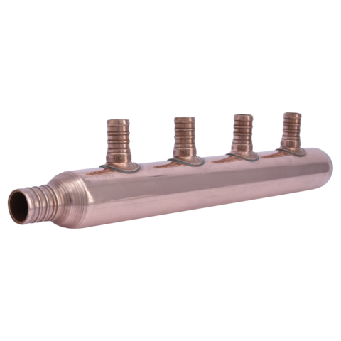 SharkBite 3/4 in. x 1/2 in. PEX-B Crimp Copper 4-Port Closed Manifold