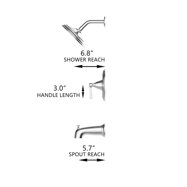 Grifo monomando para bañera y ducha de cromo pulido Townley de Allen + Roth, redondo, de una sola función