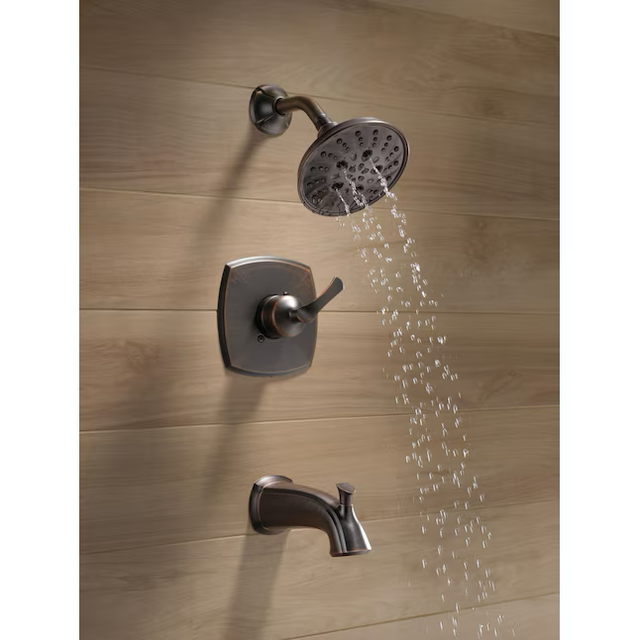 Delta Sandover Venetian Bronze 1-handle Multi-function Round Bathtub and Shower Faucet Valve Included