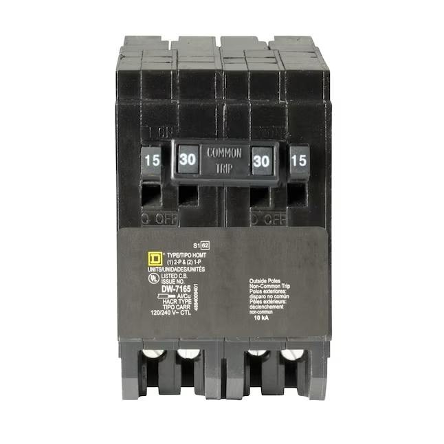 Square D Homeline 15-amp/30-amp 2-Pole Quad Circuit Breaker