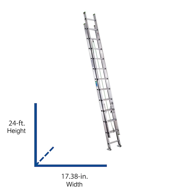 Werner D1200-2 Aluminio 24 pies Tipo 2- 225 lbs. Escalera de extensión de capacidad