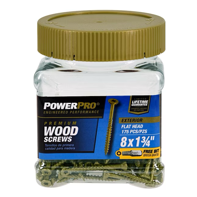 Power Pro #8 x 1-3/4-in Epoxy Exterior Wood Screws (175-Per Box)