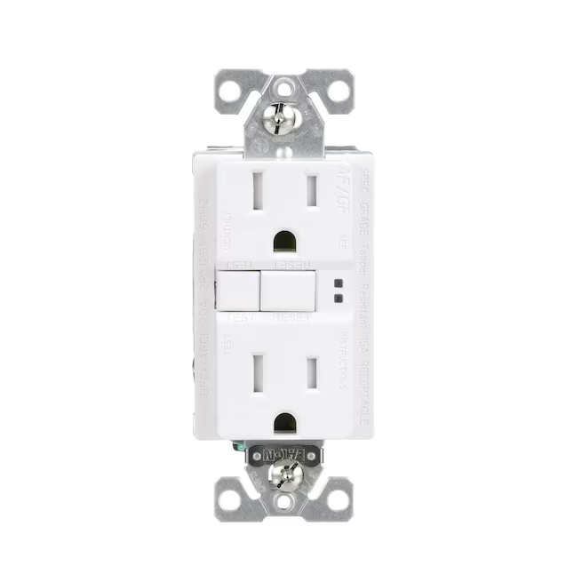 Eaton 15-Amp 125-volt Tamper Resistant AFCI GFCI Residential/Commercial Decorator Outlet, White