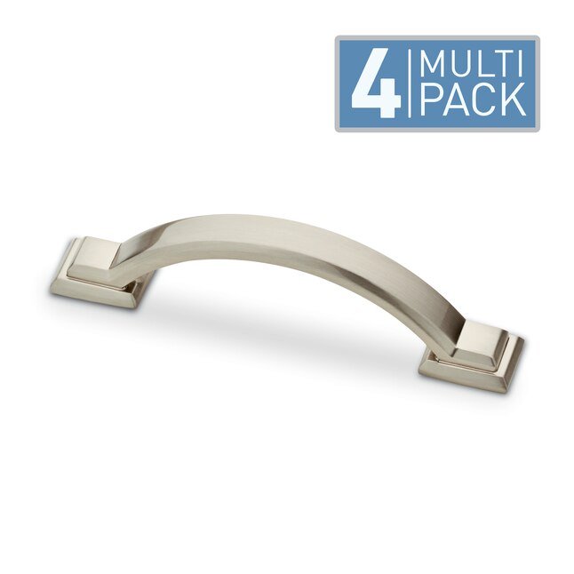 Brainerd Architectural 4er-Pack 3-Zoll-Schubladengriffe mit Bogengriff in Satin-Nickel von Mitte zu Mitte