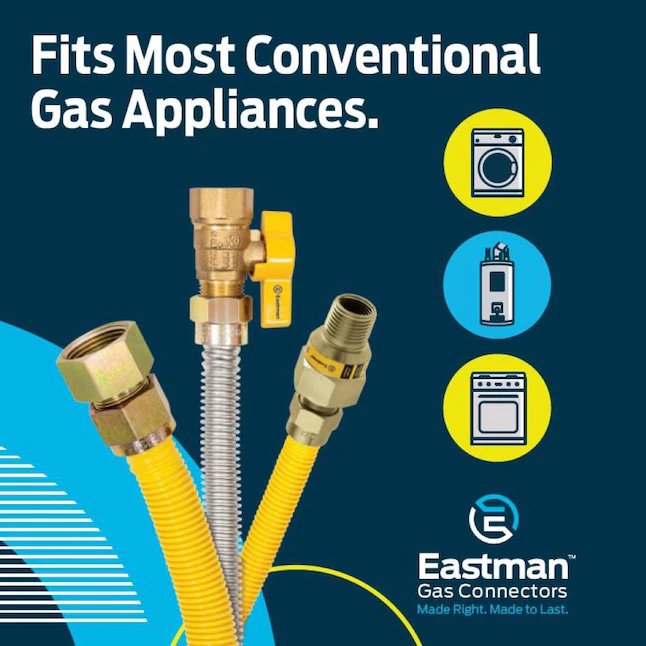 Eastman 1/2″ OD Yellow Epoxy Coated Stainless Steel Gas Connector (24" Length)