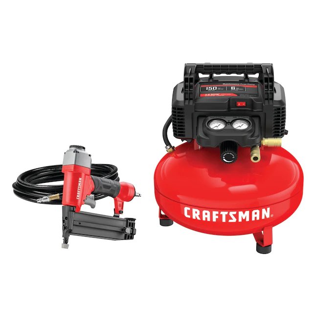 CRAFTSMAN Compresor de aire panqueque portátil de 150 PSI de 6 galones con accesorios