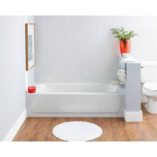 Mansfield Pro-Fit Steel 30-in W x 60-in L White Porcelain Enameled Steel Right Drain Alcove Soaking Bathtub