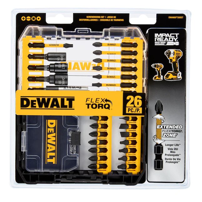 Juego de puntas de destornillador de impacto DeWalt FlexTorq de 26 piezas de 1/4 pulg.