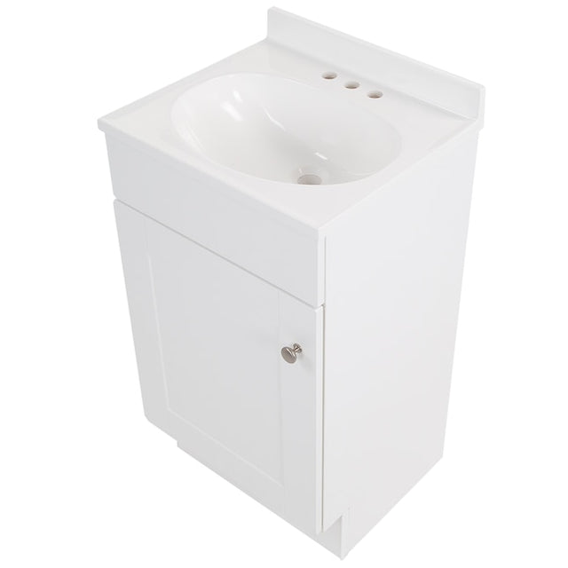 Project Source 18-in White Single Sink Bathroom Vanity with White Cultured Marble Top