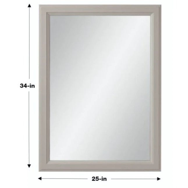 Diamond 25"-W x 34"-H Cloud Gray Rectangular Framed Bathroom Vanity Mirror