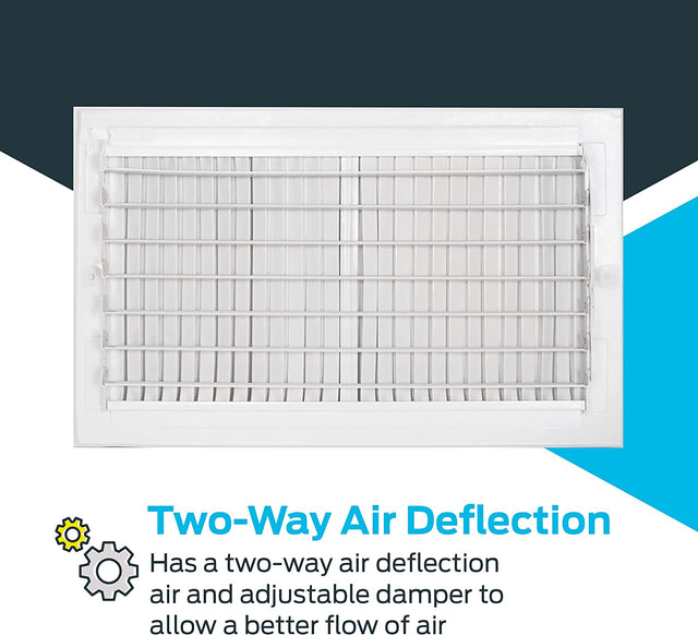 EZ-FLO 14 x 8 Inch Two-Way Ventilation Steel Sidewall/Ceiling Register, Steel Duct Opening