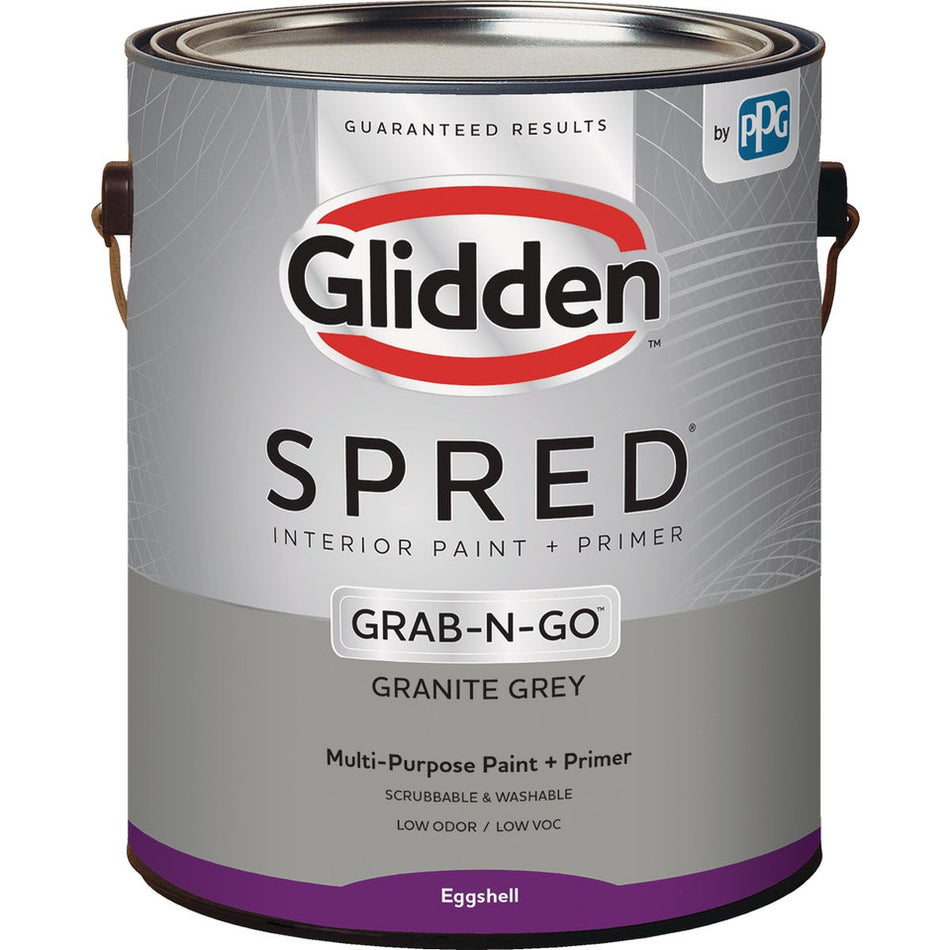 Pintura interior Glidden Spred + imprimador Grab-N-Go Granite Grey Eggshell 1 galón 