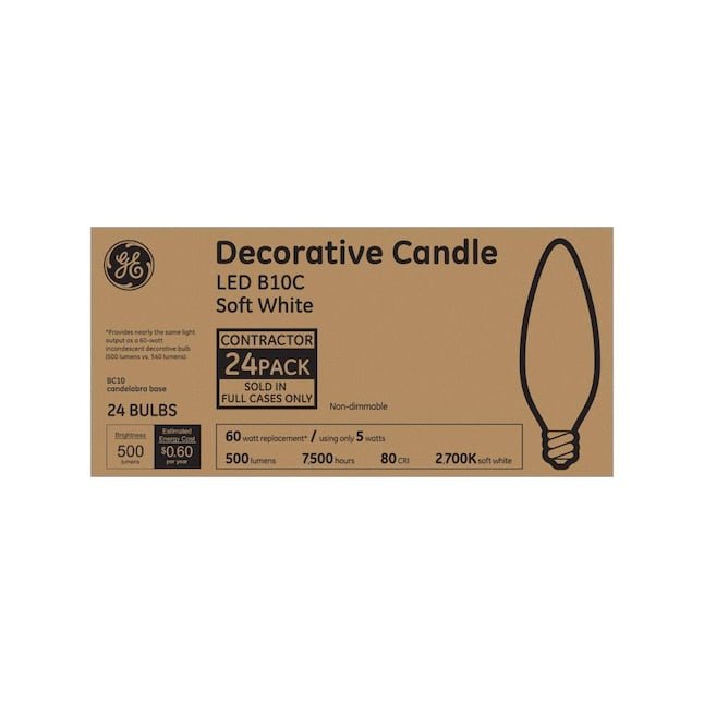 Vela decorativa LED GE® B10C Bombillas blancas suaves (paquete de 24)