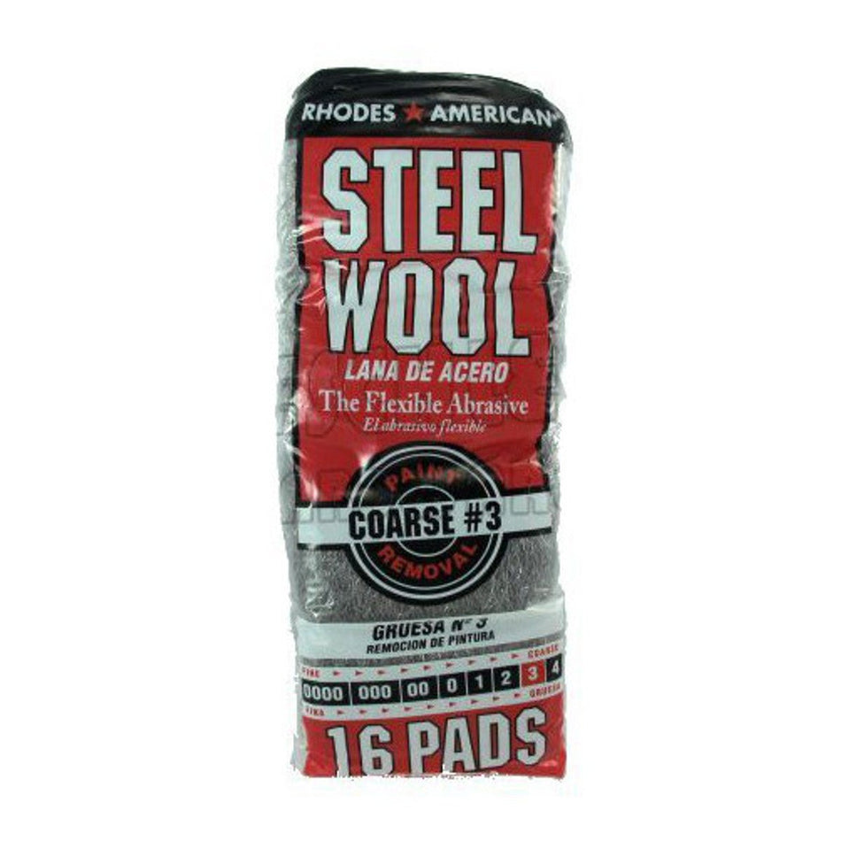 Homax Coarse Grade #3 Steel Wool - (16 Pads)