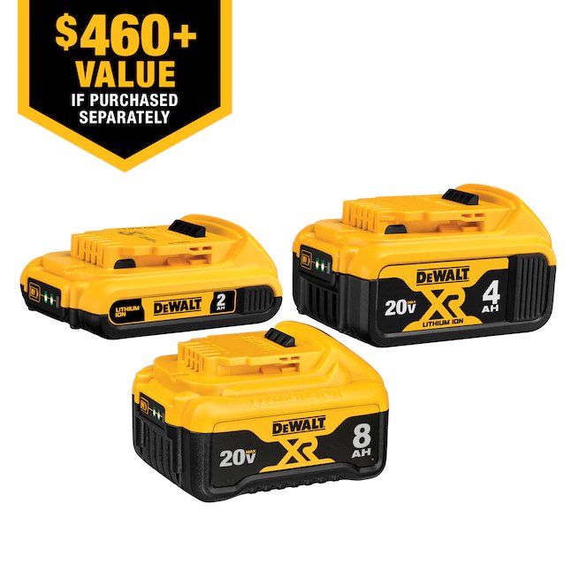 DeWalt  V20 20-Volt 3-Pack 8 Amp-Hour; 4 Amp-Hour Lithium-ion Power Tool Battery