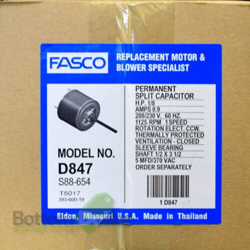 Fasco D847 OEM Replacement 1125RPM 208-230 Volts